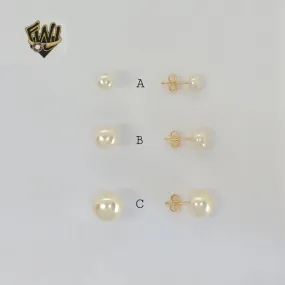 (1-1020-1) Gold Laminate - Half Pearl Stud Earrings - BGF