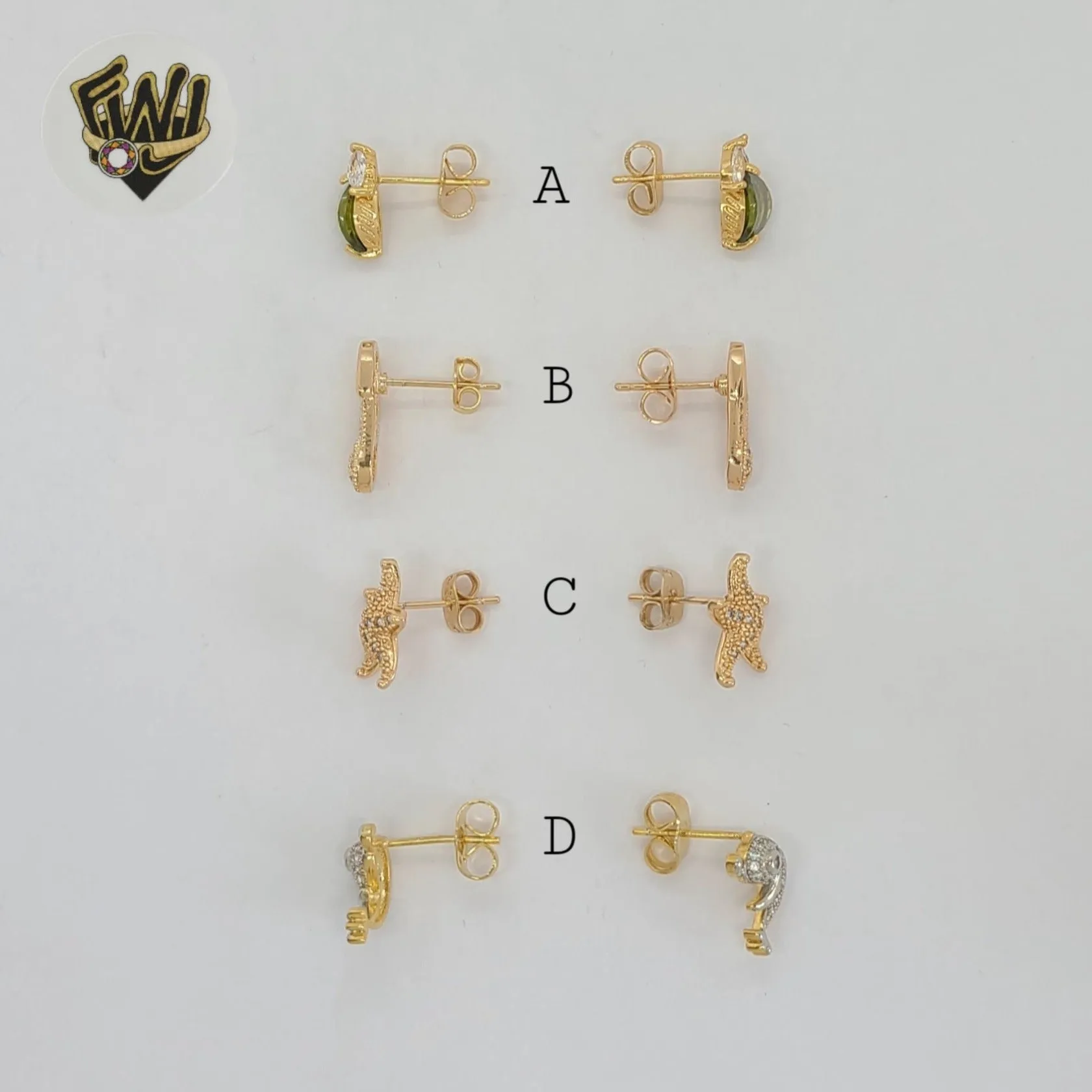 (1-1181-2) Gold Laminate - Stud Earrings - BGO