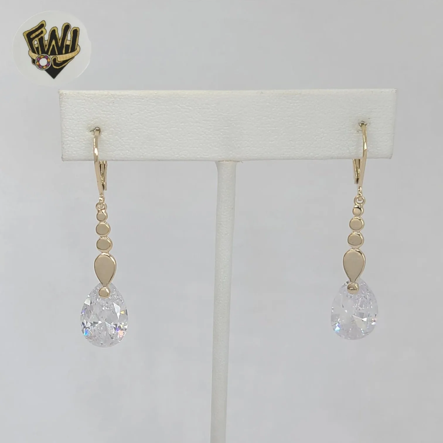 (1-1238-4) Gold Laminate - Zircon Long Earrings - BGO