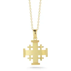 14k Gold Jerusalem Cross Pendant Necklace