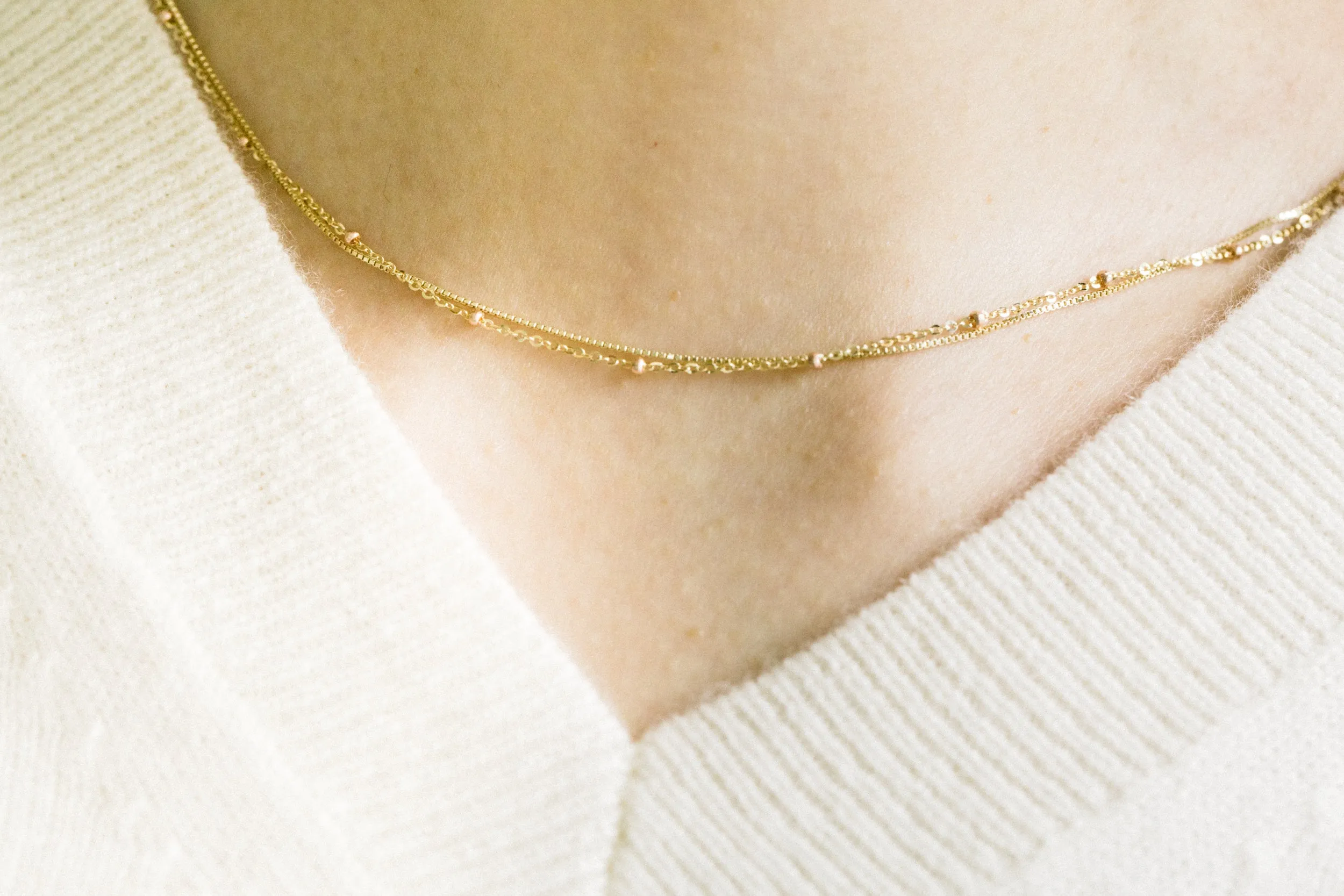 14K Gold Mother's Bridesmaid Gift Personalized Bead Chain Necklace