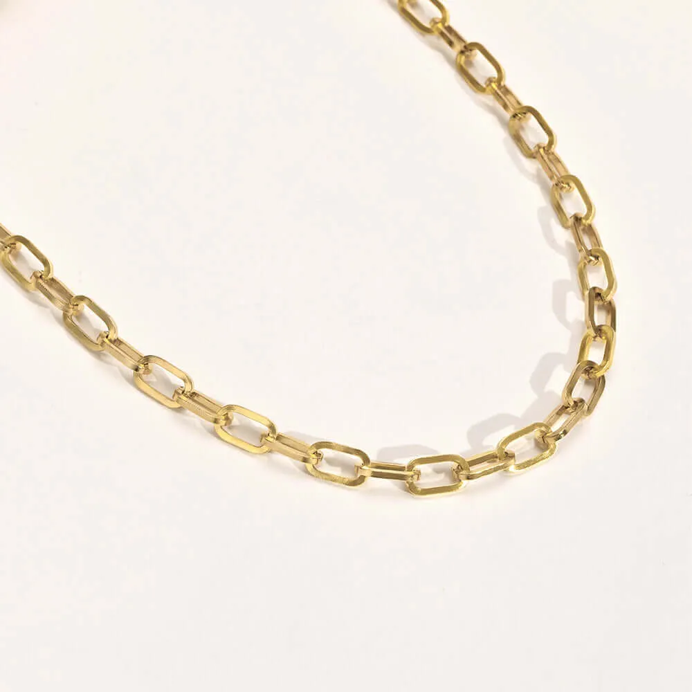 18K Gold Plated Woman Daily Chain Necklace & Chain Bracelet