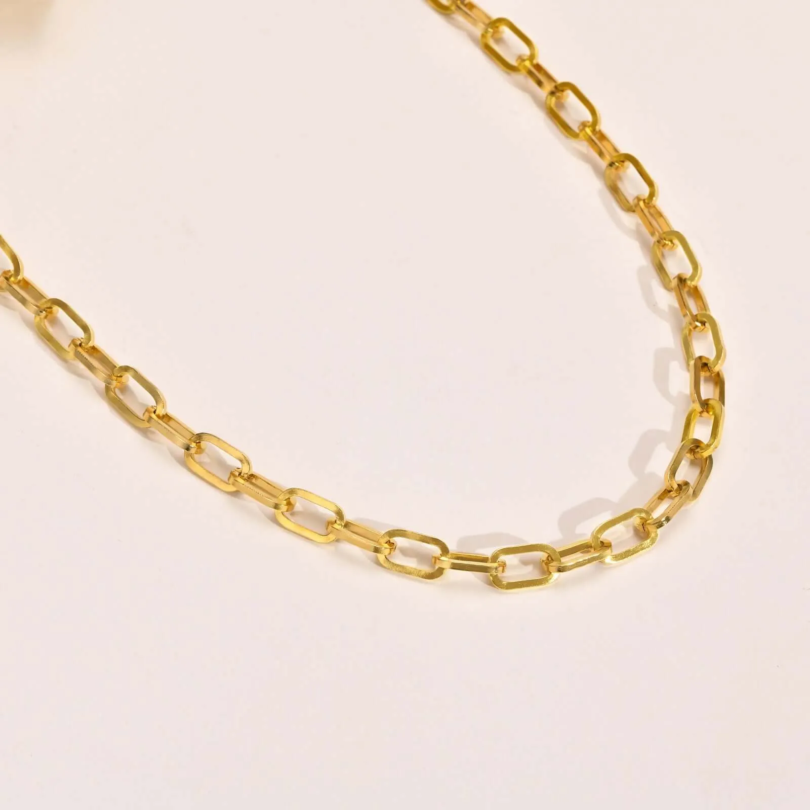 18K Gold Plated Woman Daily Chain Necklace & Chain Bracelet