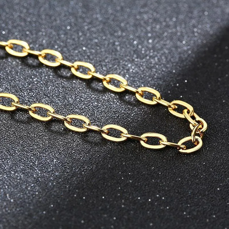 18K Gold Plated Woman Daily Chain Necklace & Chain Bracelet