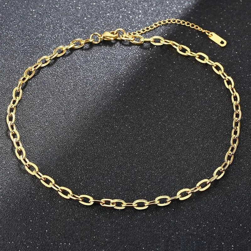 18K Gold Plated Woman Daily Chain Necklace & Chain Bracelet