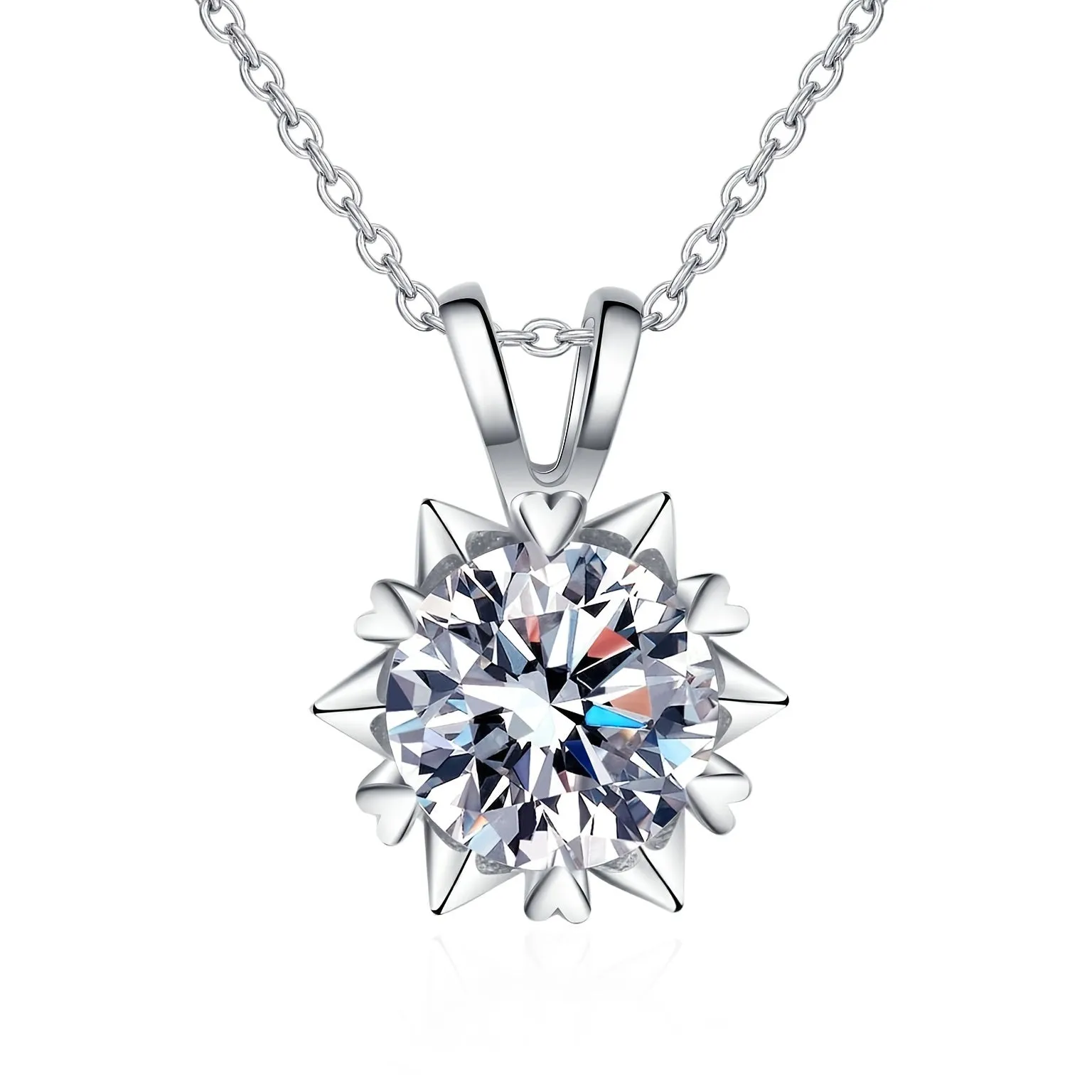 3 CARAT Round Moissanite Snowflakes Necklace Pendant Romantic Moissanite Neck Jewelry 18K Gold Plated 925 Silver Gift