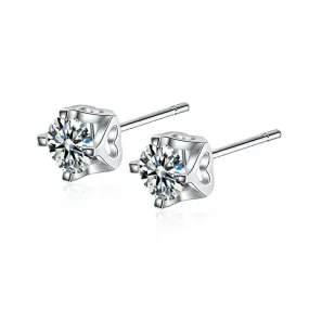 925 Silver Heart Earrings Moissanite Studs Earrings