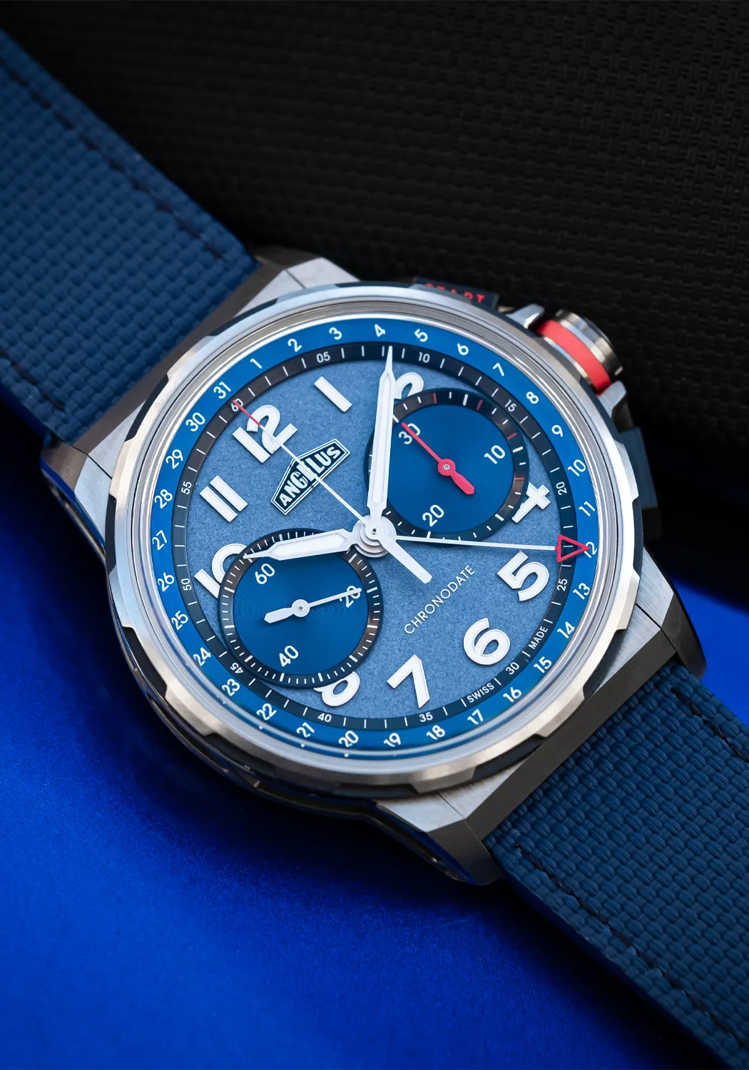 Angelus Chronodate Titanium Blue Strap | LE25