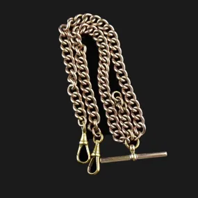 Antique Edwardian Rolled Gold Double Albert Watch Chain