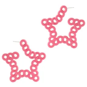 Barbie Theme Metal Link Star Hoop Earrings