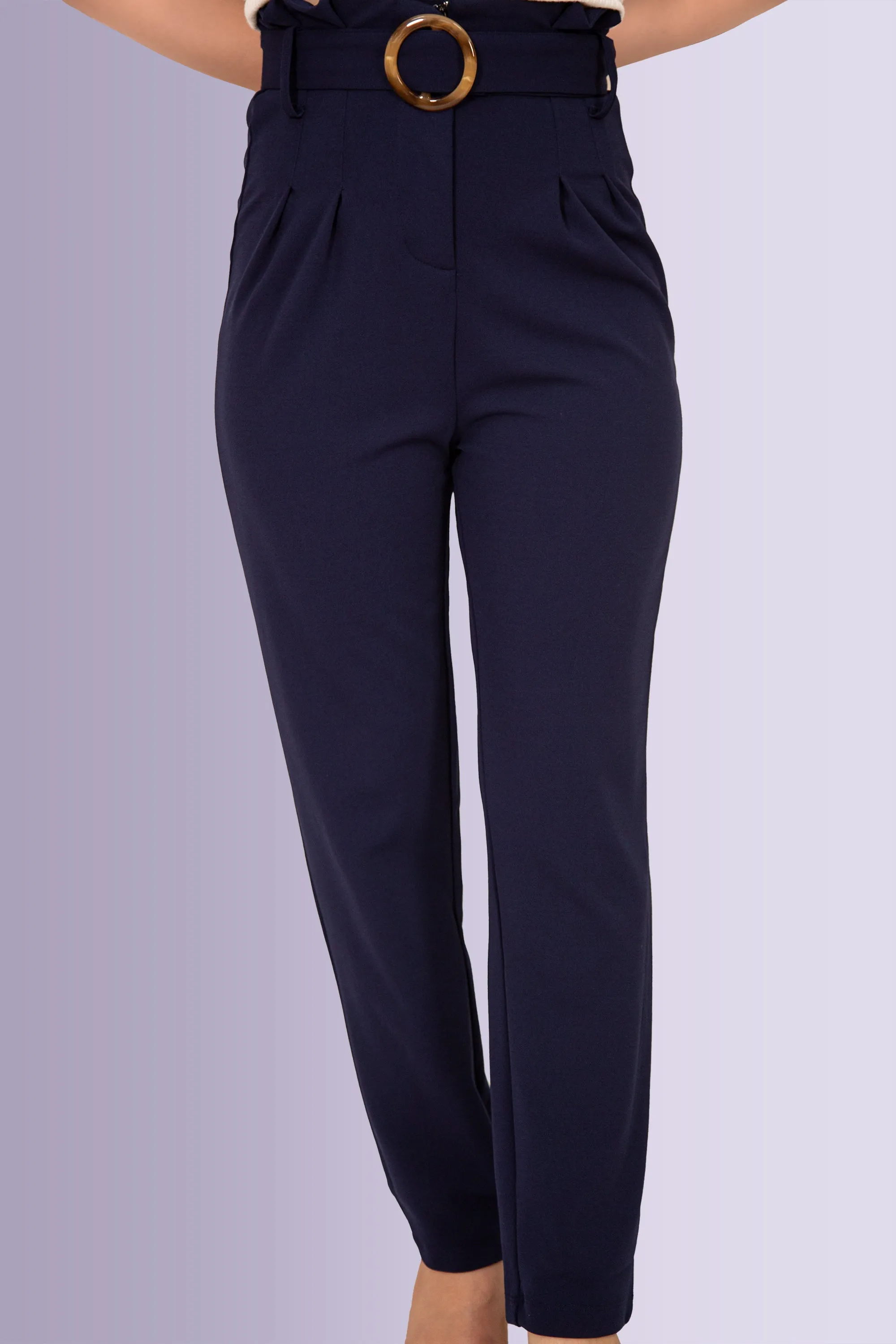 Belted High-Rise Trousers