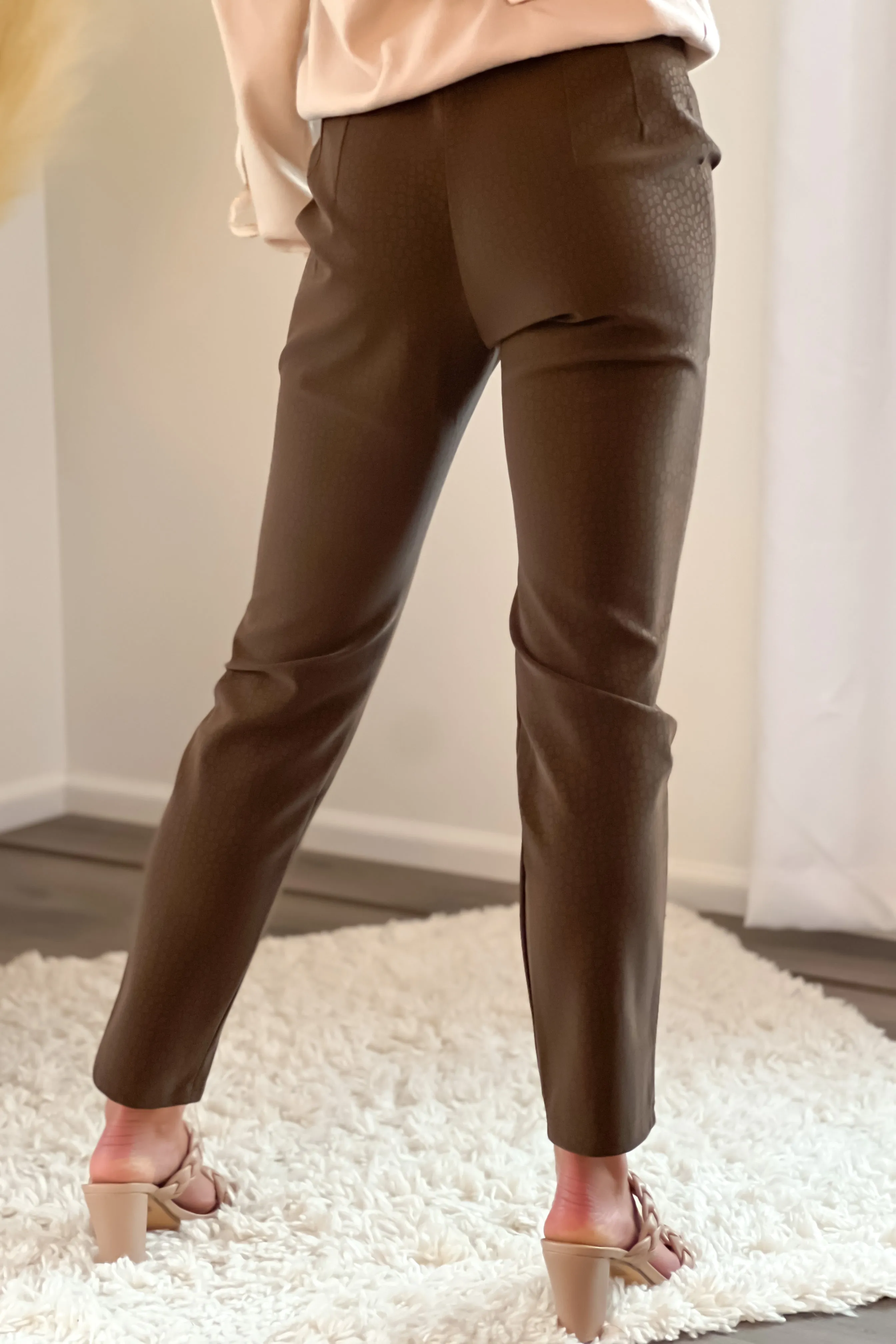 Body Language Animal Print Faux Leather Pants : Brown