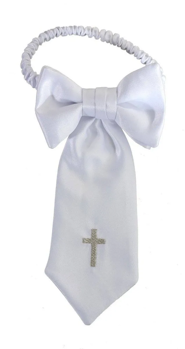 Boys First Holy Communion White Embroidered Religious Cross Armband