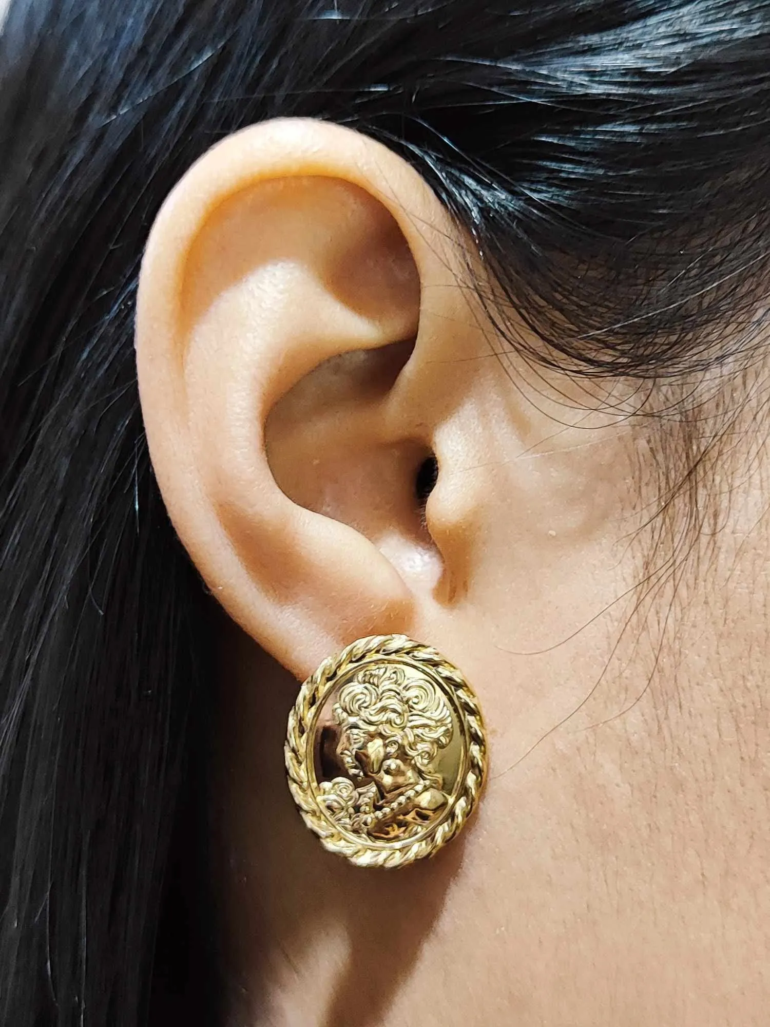 Cameo Braided Earrings 18K Gold