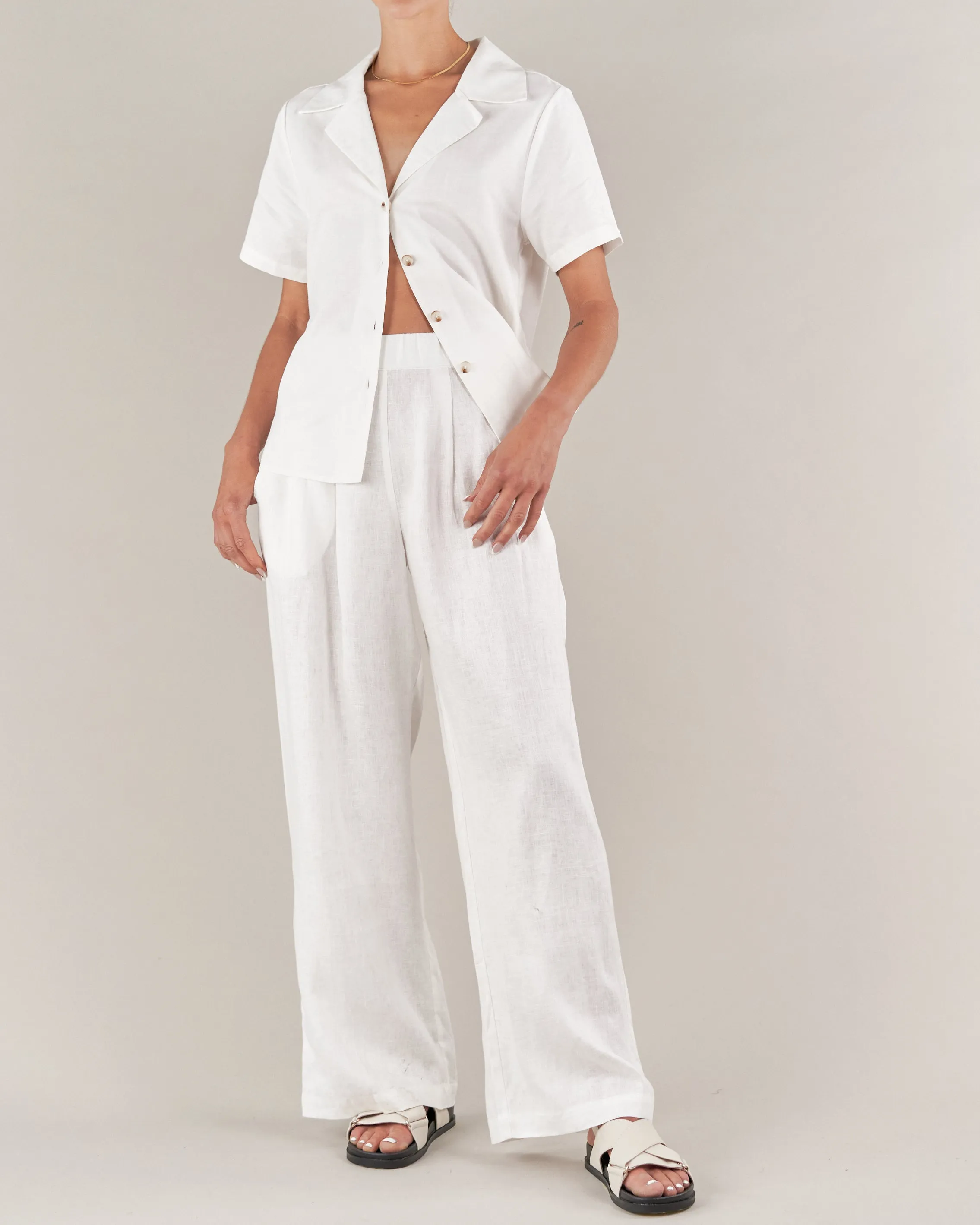 Cancun Linen Pant - White