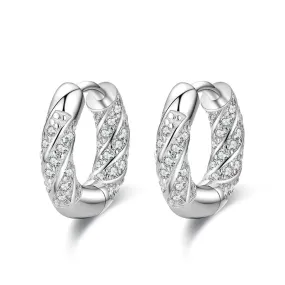 Classic Diamond Luxury 925 Sterling Silver Hoop Earrings