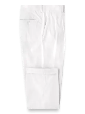 Classic Fit Cotton Stretch Twill Pleated Pants - White