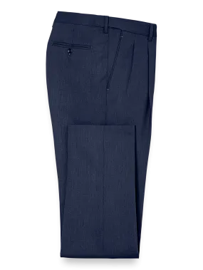 Classic Fit Essential Wool Pleated Suit Pants - Navy