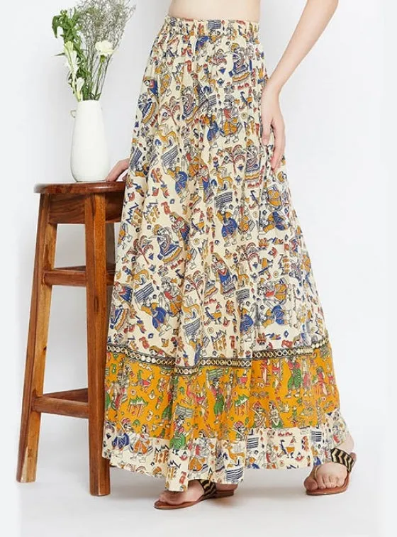 Cotton Kalamkari Printed Zarasa Skirt