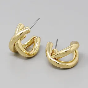 Crisscross Metal Hoop Earrings