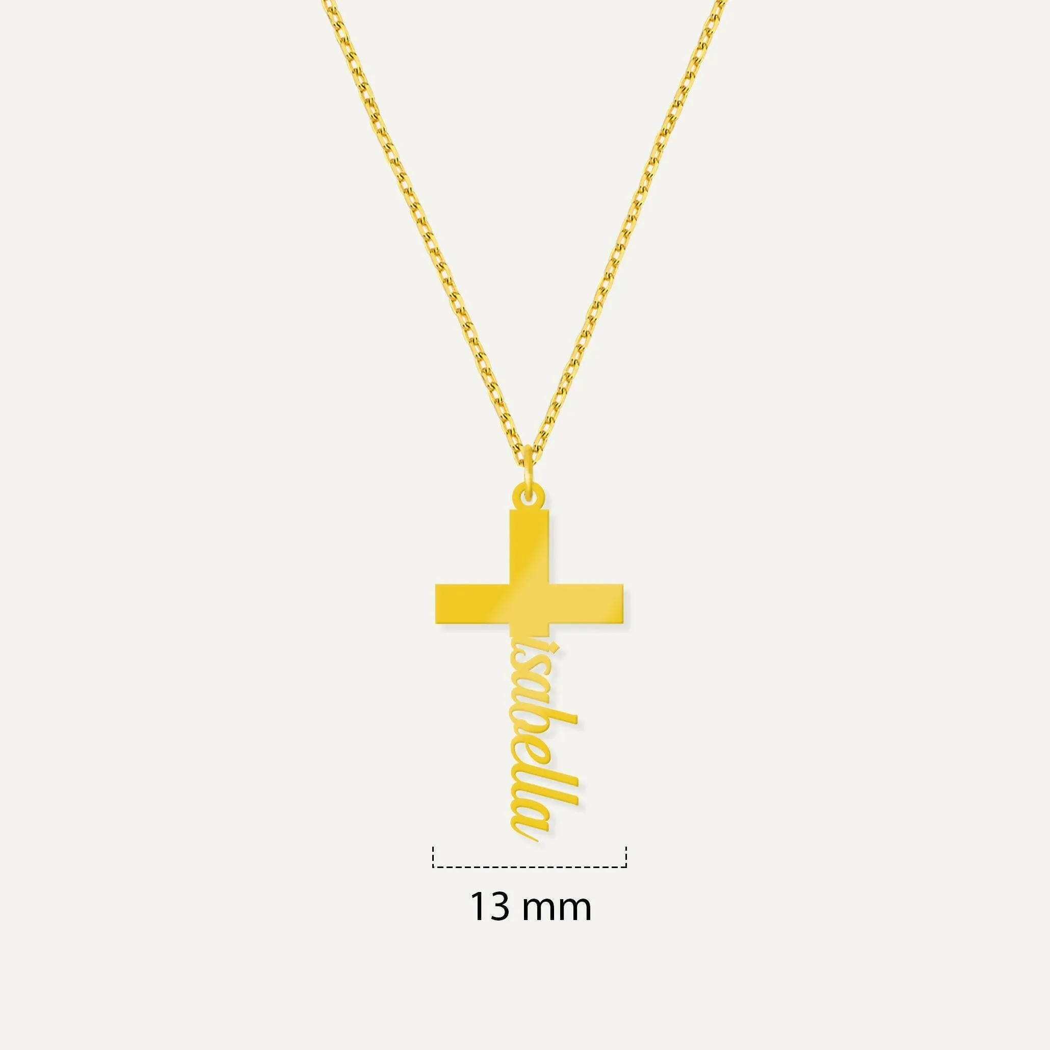 Cross Name Necklace | 14K Solid Gold