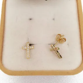 Cross Stud Earrings 18K Gold