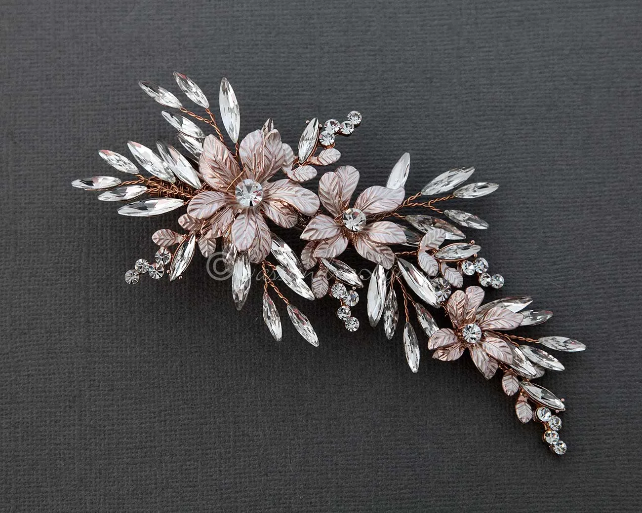 Crystal Wedding Hair Clip of Elongated Marquise