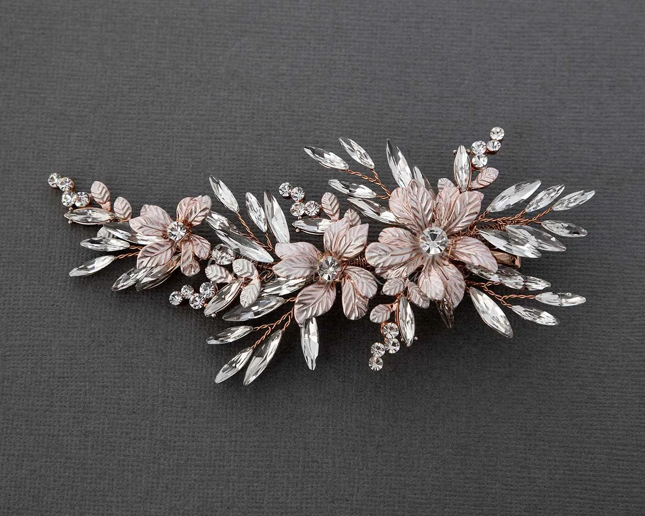 Crystal Wedding Hair Clip of Elongated Marquise