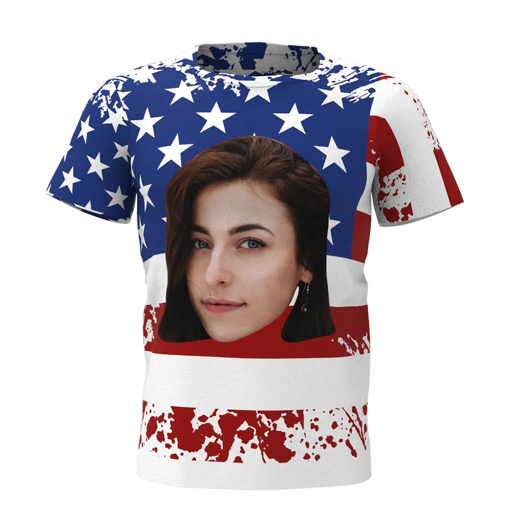 Custom Face American Flag T-shirt