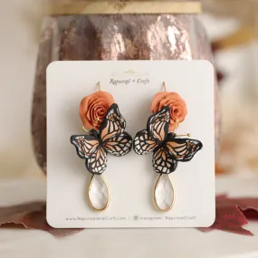 Custom Reserved for Maithili: DEWY MONARCH BUTTERFLY earrings