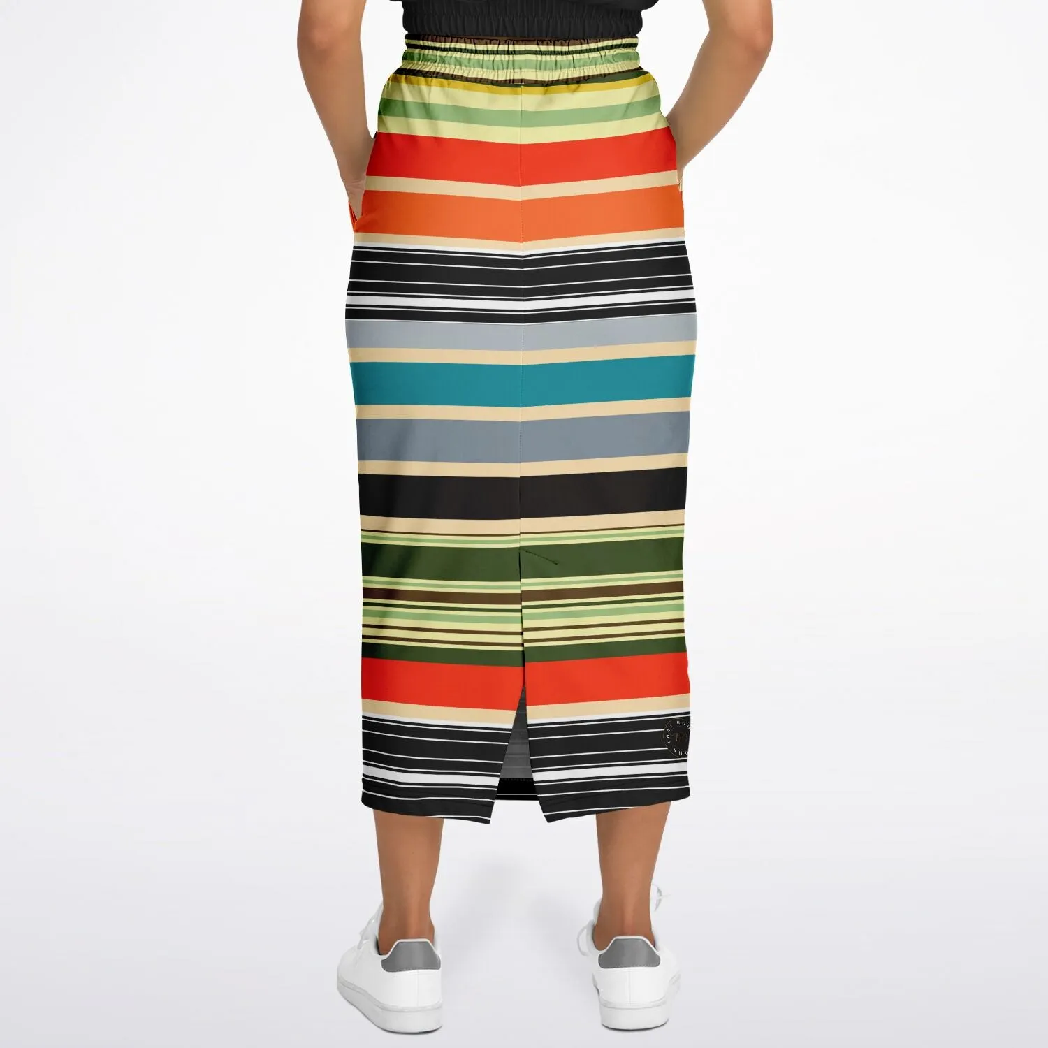 Dance Steps Striped Eco-Poly Long Pocket Skirt