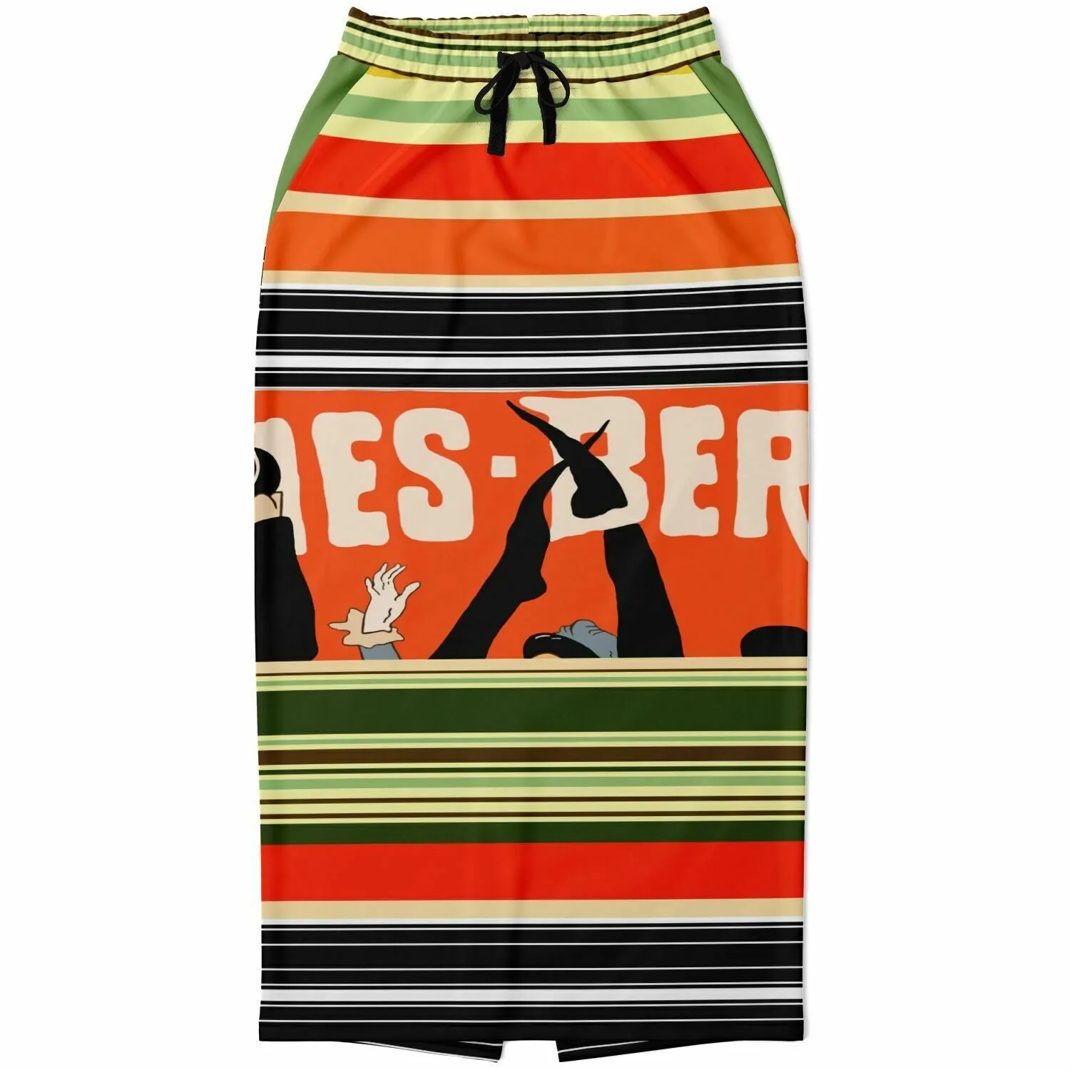 Dance Steps Striped Eco-Poly Long Pocket Skirt