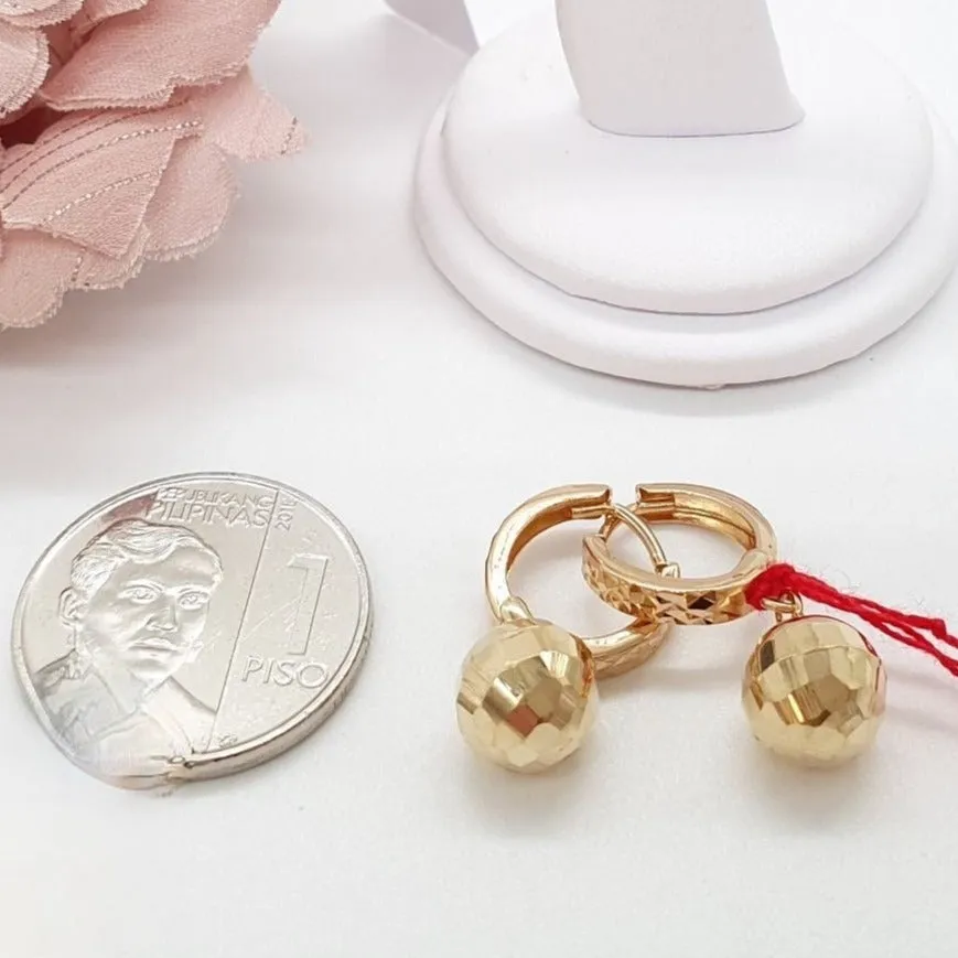 Dangling Ball Huggies Earrings 18K Gold