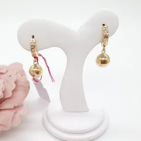 Dangling Ball Huggies Earrings 18K Gold