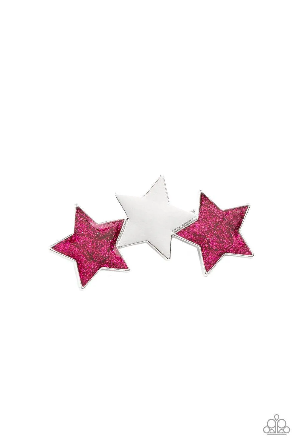 Don't Get Me STAR-ted! Pink Glitter Hair Clip - Paparazzi Accessories