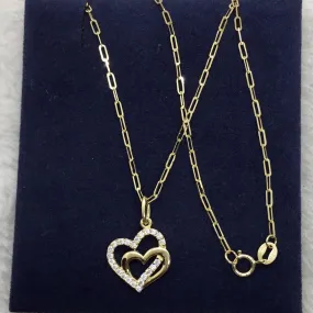 Double Heart Women’s Necklace 18K Gold