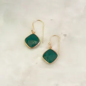 Emerald Single Drop Hook Earrings