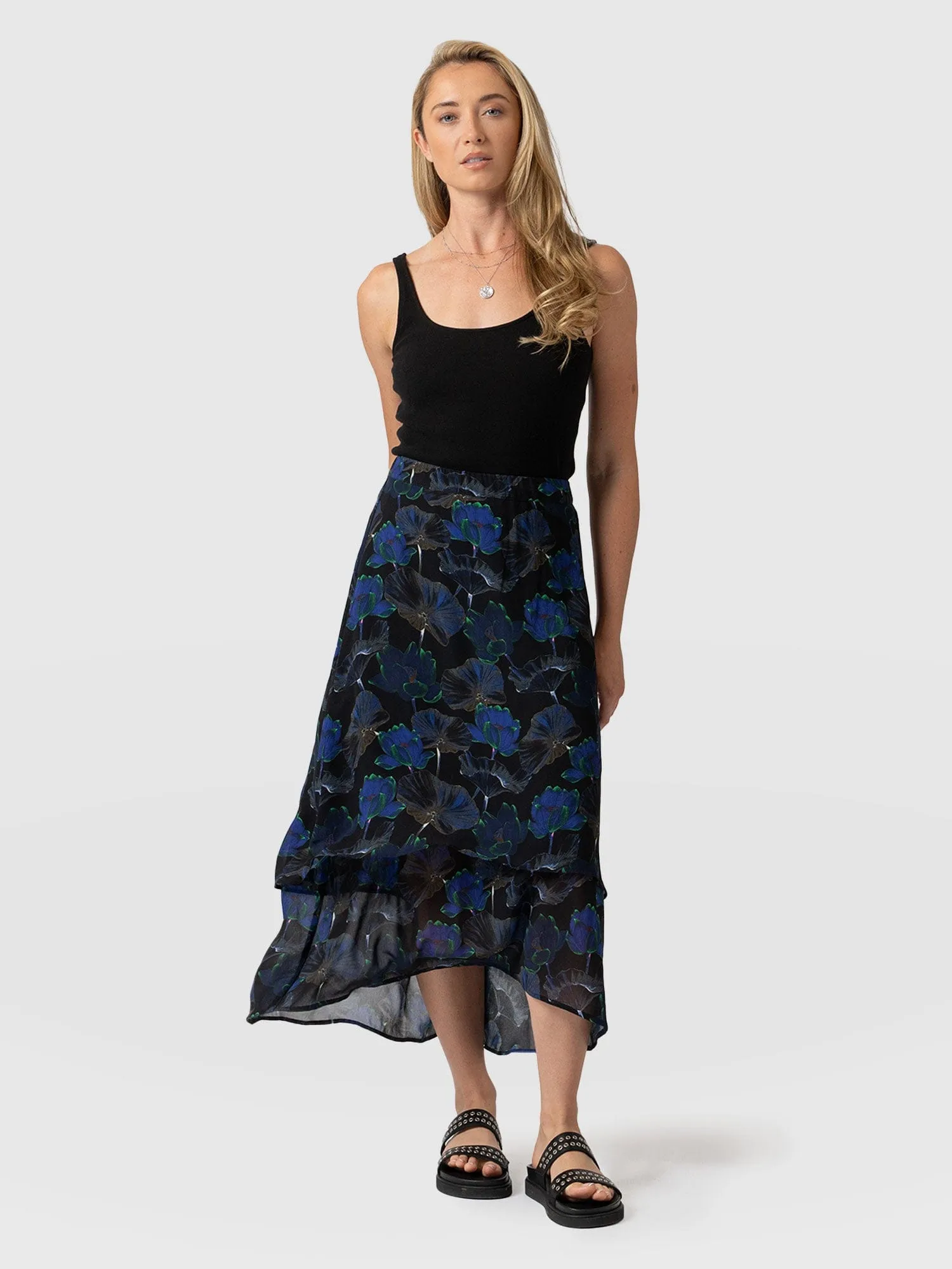 Etta Layered Skirt - Blue Flora