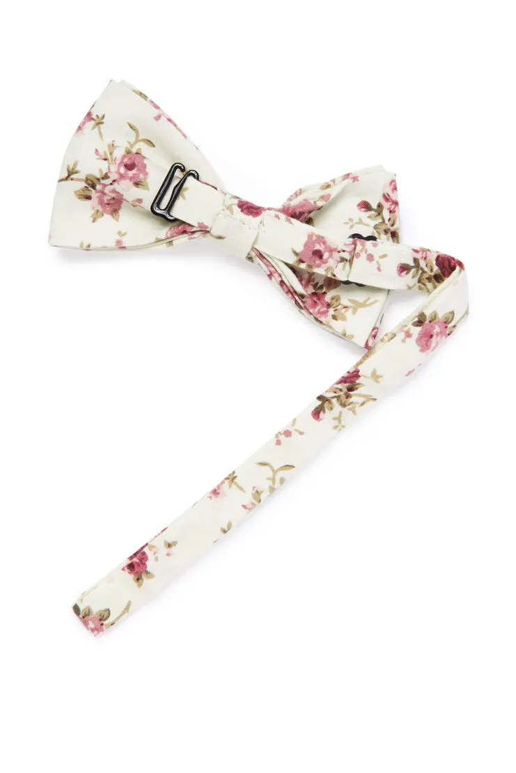 Floral Bow Tie - Ivory & Pink