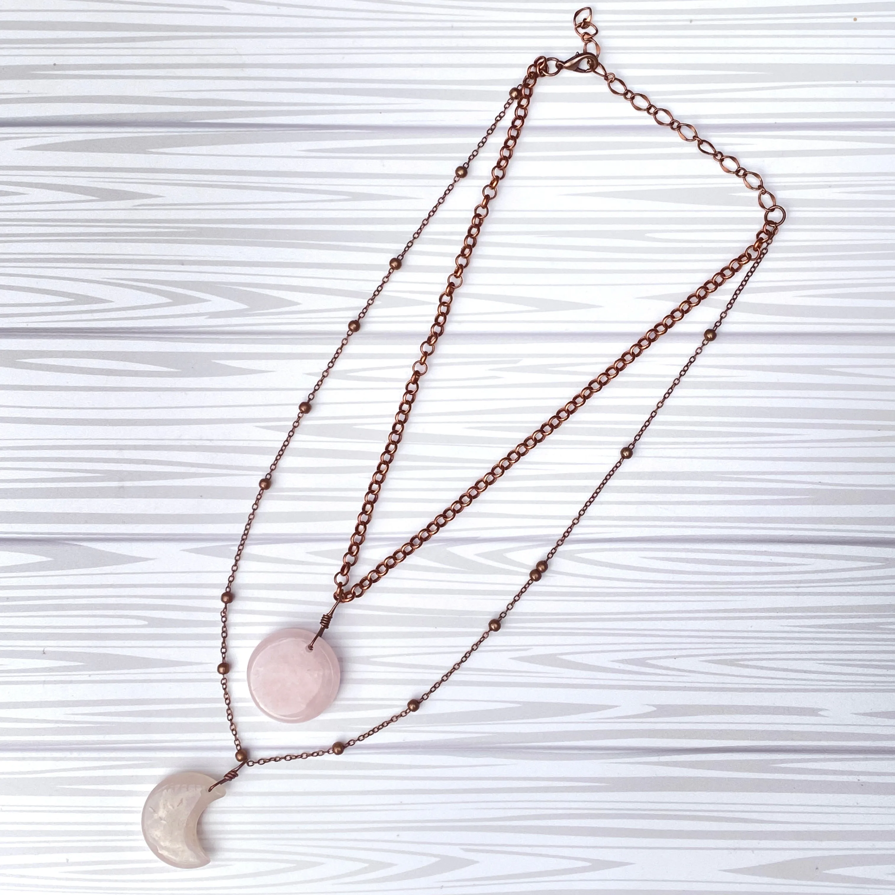 Full Moon, Crescent Moon Layered Necklace