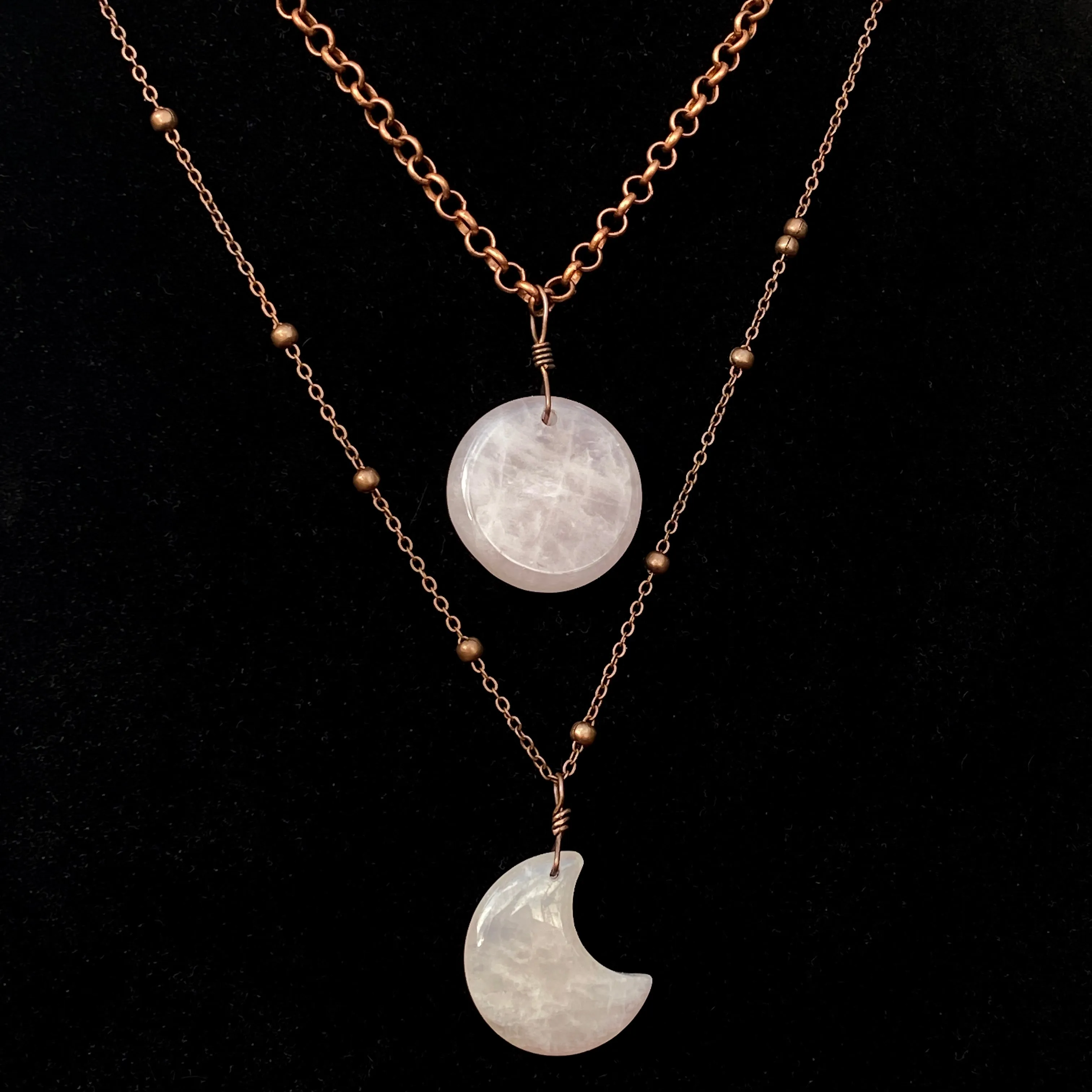 Full Moon, Crescent Moon Layered Necklace