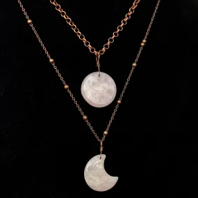 Full Moon, Crescent Moon Layered Necklace