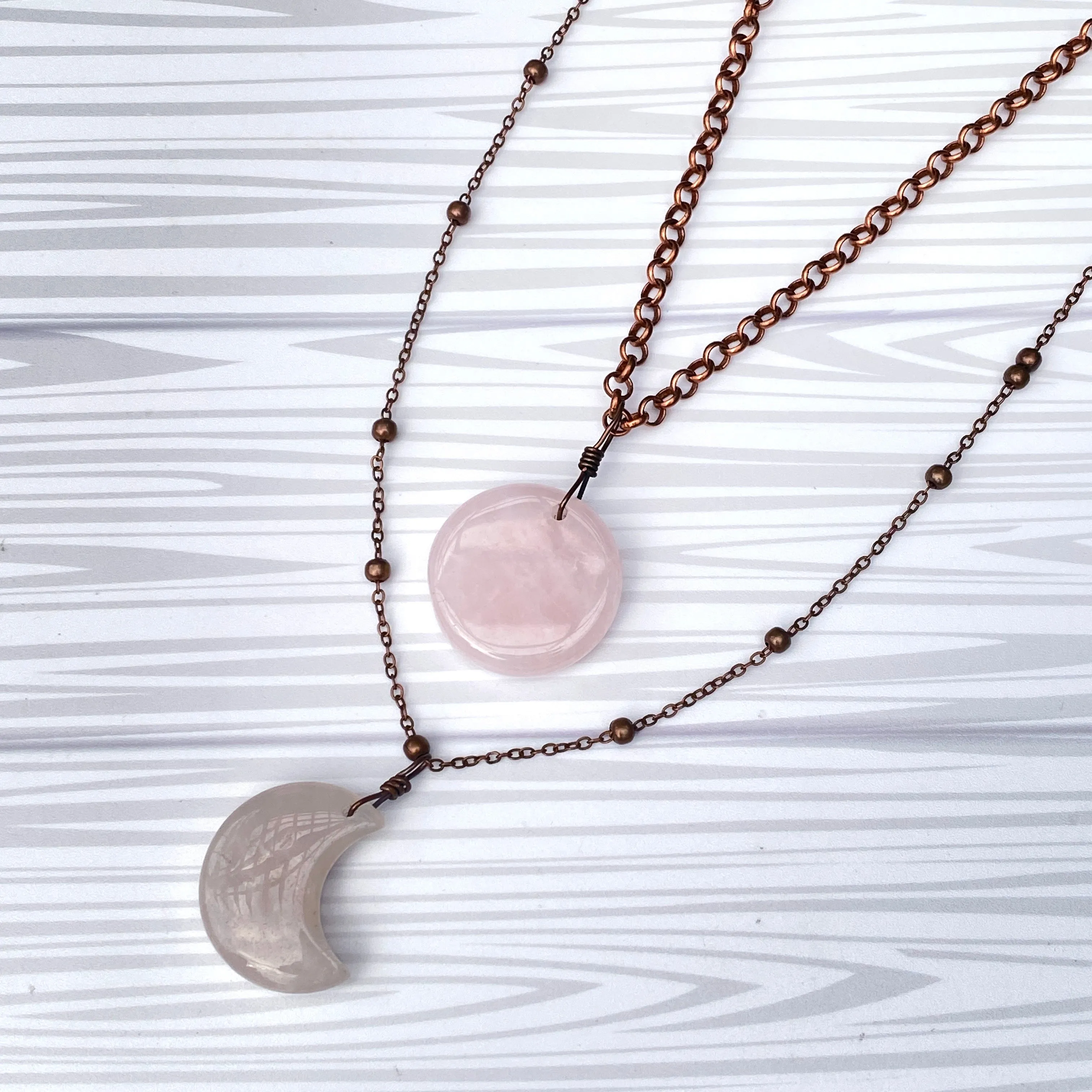 Full Moon, Crescent Moon Layered Necklace