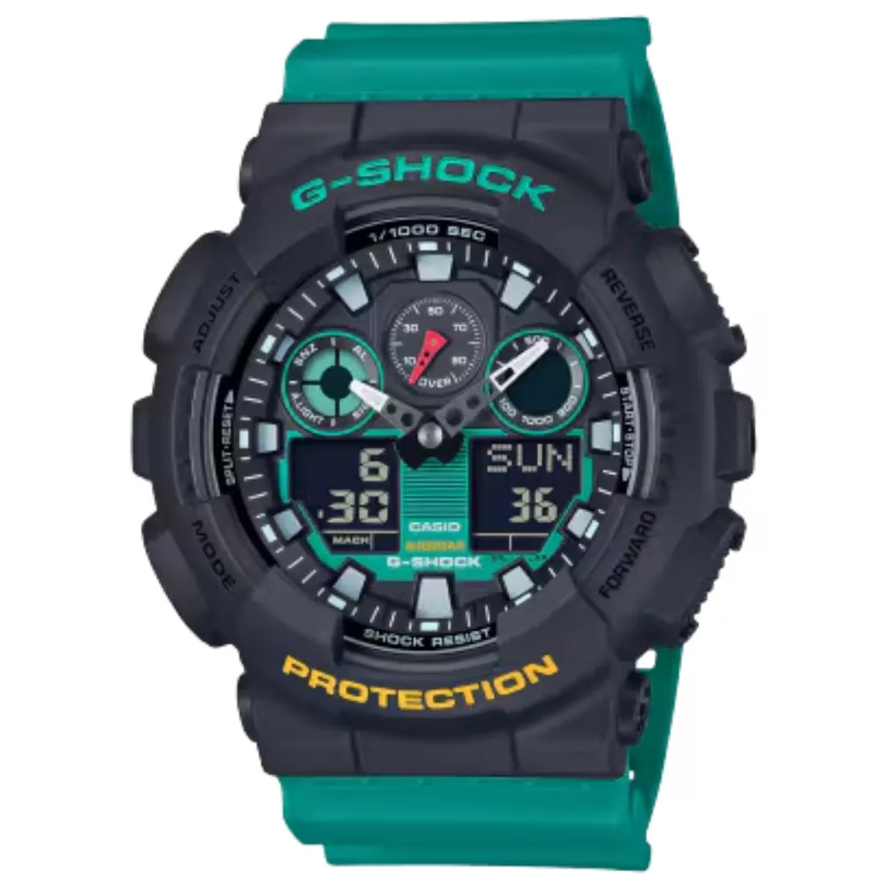 G-Shock Analog-Digital GA-100 Series, Green and Black GA100MT-1A3