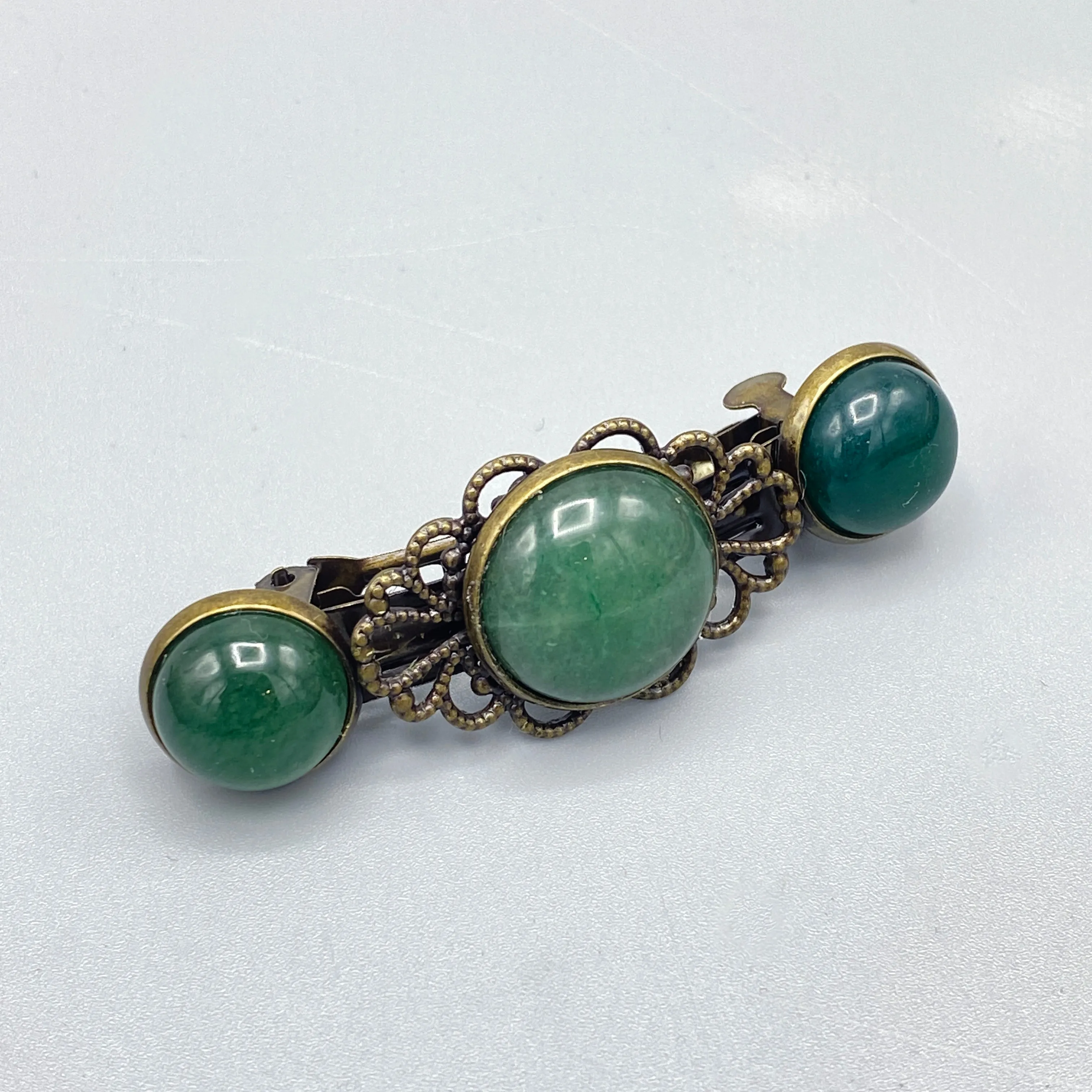 Genuine Gemstone on brass Metal Hairclips