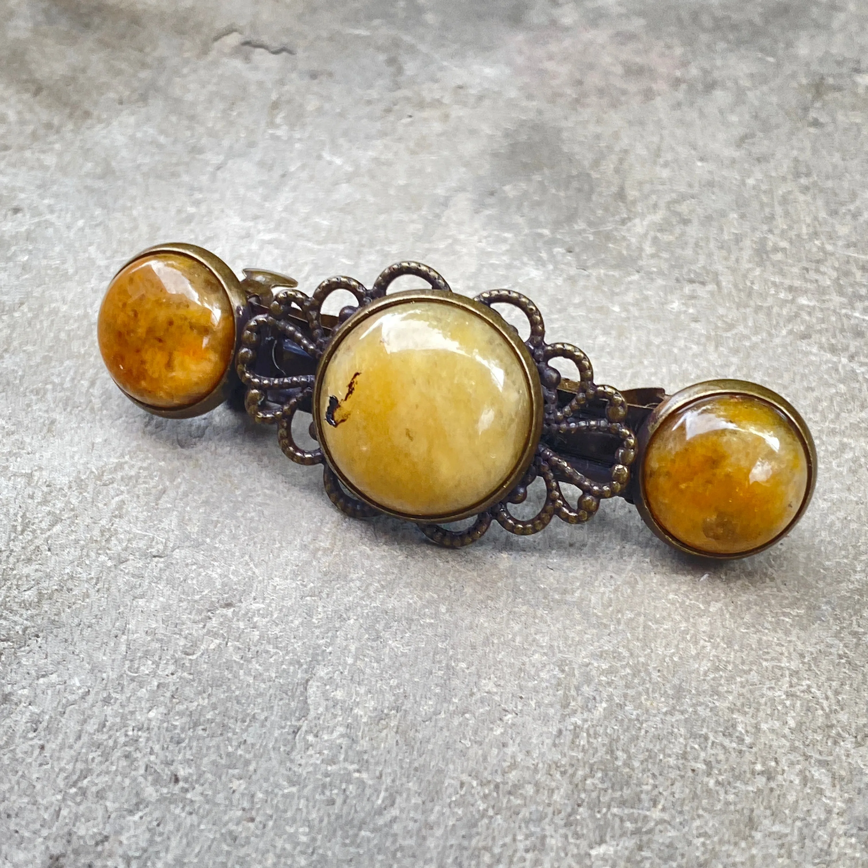 Genuine Gemstone on brass Metal Hairclips