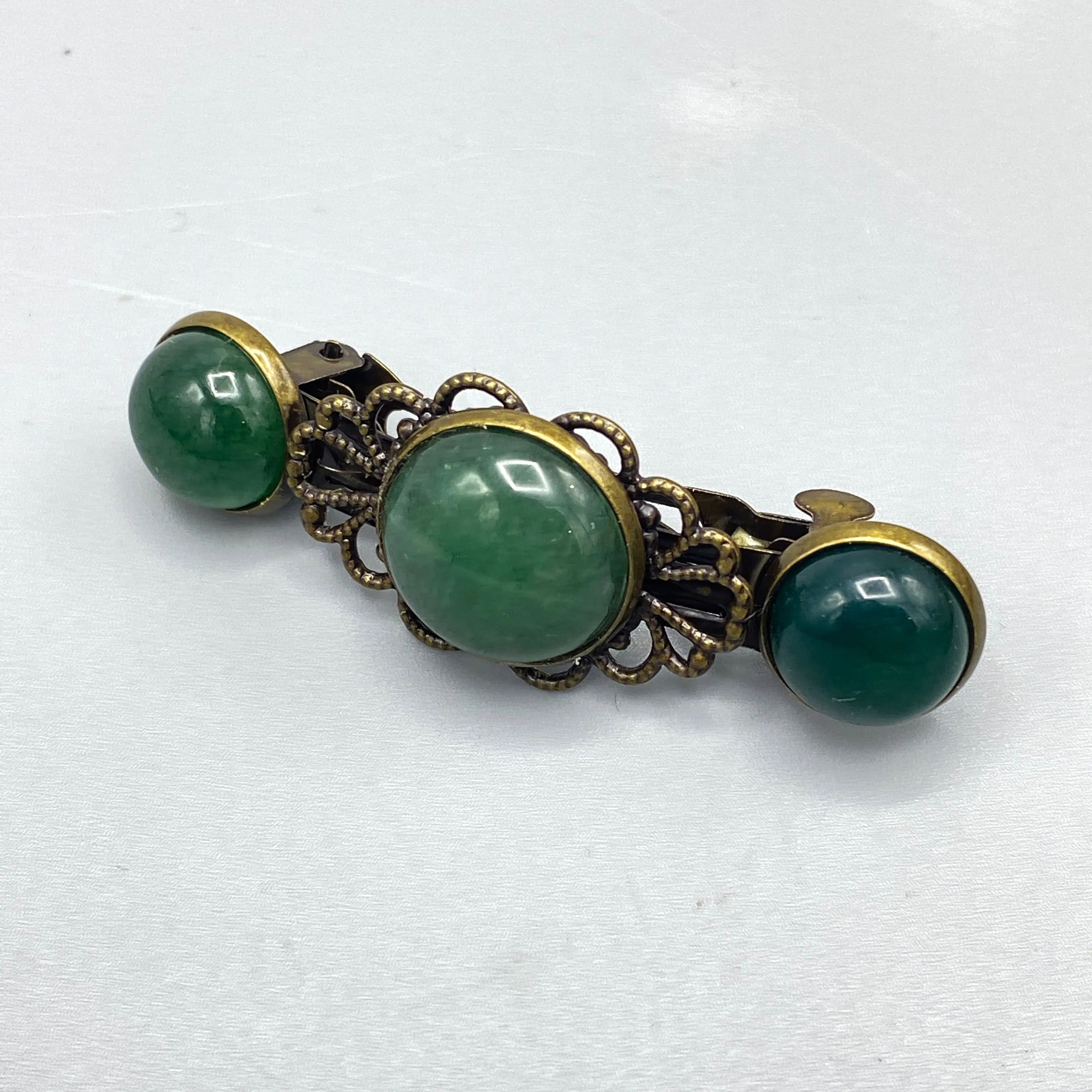 Genuine Gemstone on brass Metal Hairclips