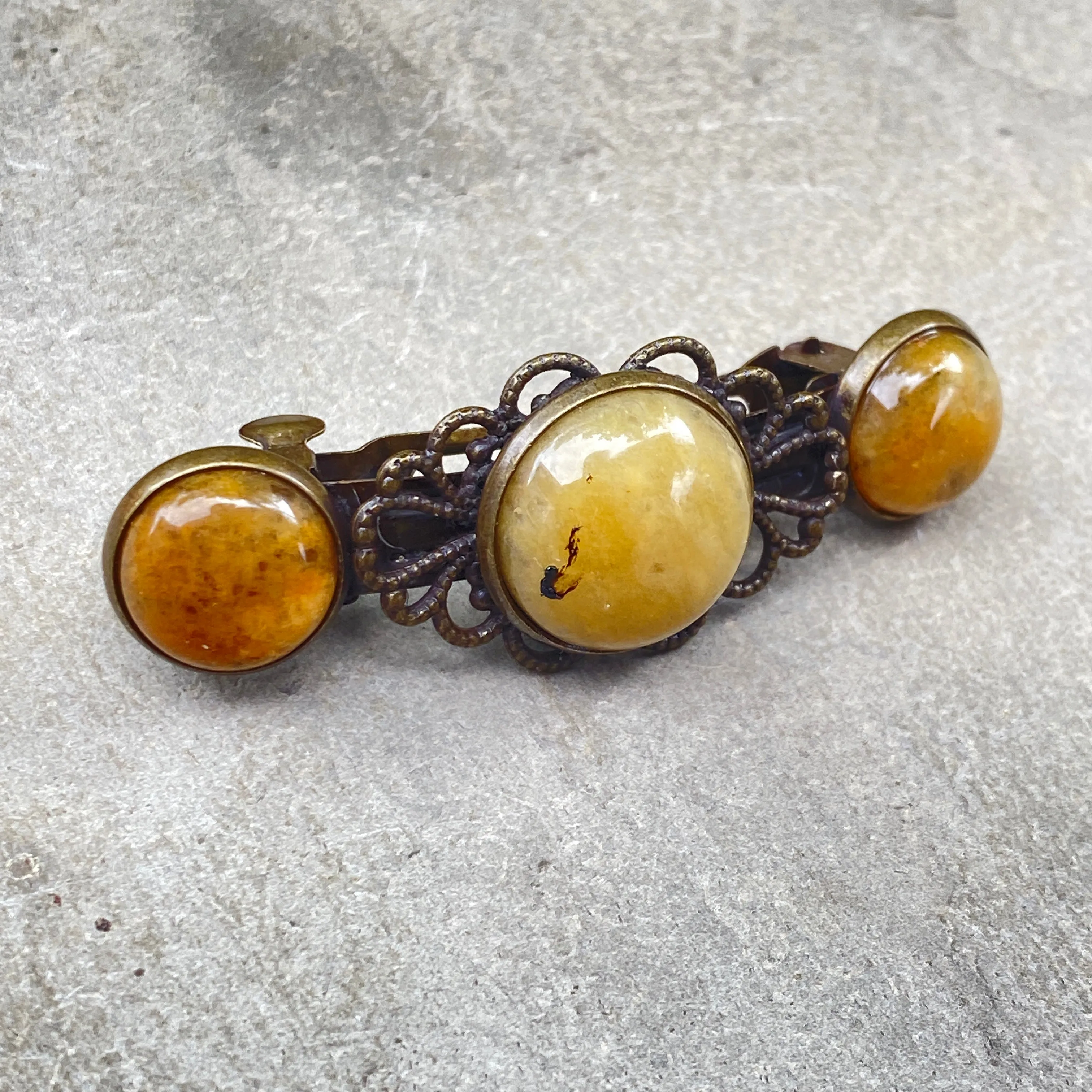 Genuine Gemstone on brass Metal Hairclips