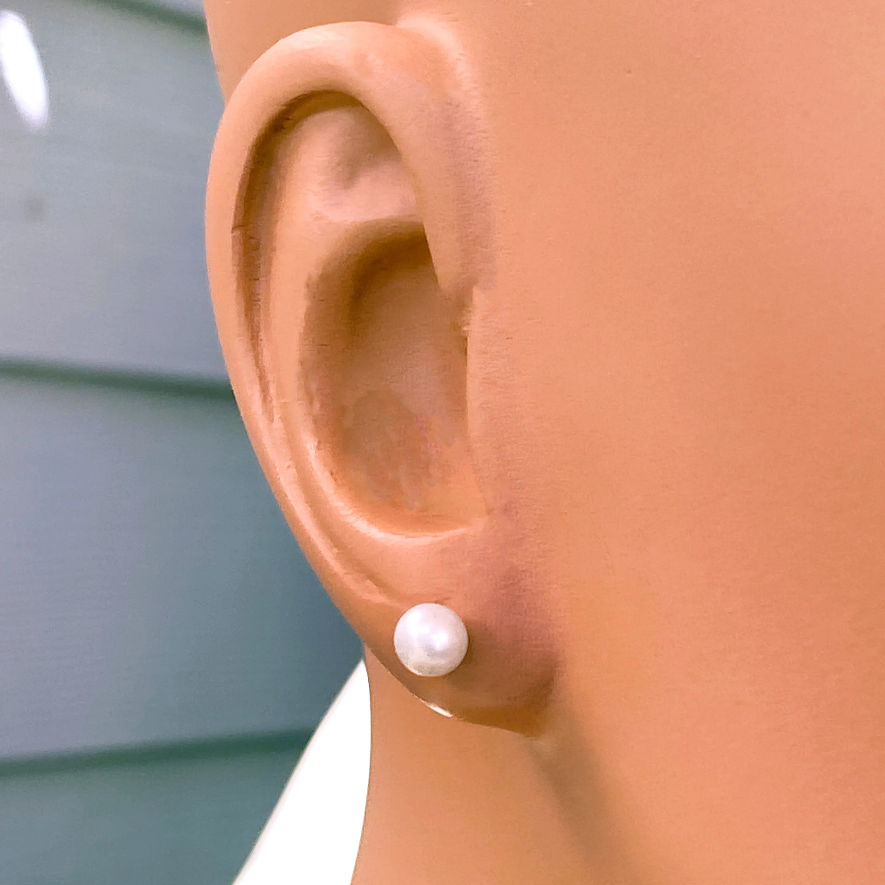 Genuine Pearl Stud Earrings