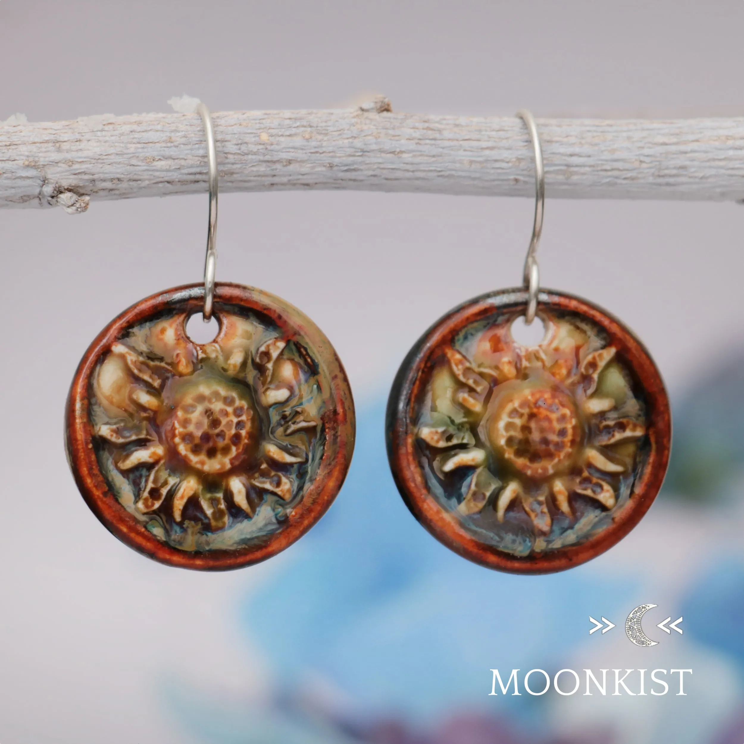 Handmade Ceramic Sunflower Earrings | Moonkist Designs